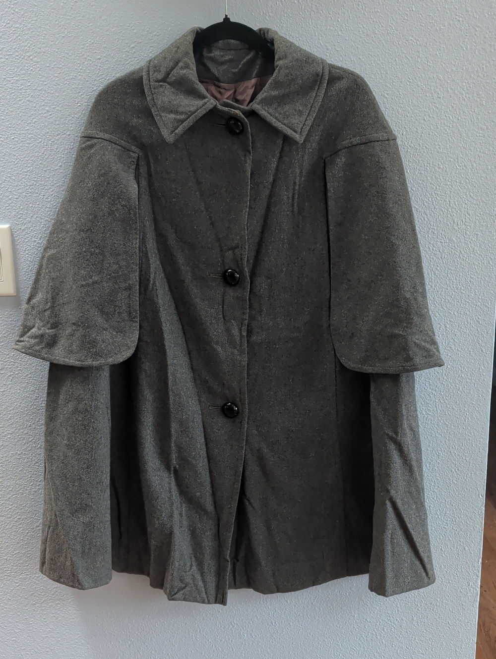 Susan Lynn Gray Women's Wool Cape Coat - Stylish Button Front